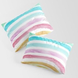 Pastel Watercolour Rainbow Art King Size Pillow Sham by Suzz In Colour - STANDARD SET OF 2 - Cotton