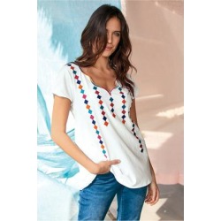 Women Byzantine T-Shirt by Soft Surroundings, in White size 1X (18-20)