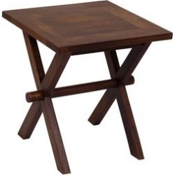 X-Table Solid Mango Wood End Table, Chestnut, Brown