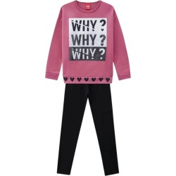 Conjunto Moletom Infantil Feminino Kyly BlusÁo+ Legging Why Why Rosa