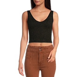 Free People Lurex Scoop Neck Solid Ribbed Tank -  M/L found on Bargain Bro Philippines from Dillard's for $38.00
