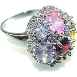 Marry Happy!! Multigem Sterling Silver Ring s 5 3/4