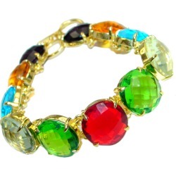 Rich Design Multicolor Topaz Quartz Gold plated over Sterling Silver Bracelet