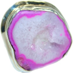 Exotic Druzy Agate .925 Silver Ring s. 10 3/4