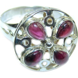 Energizing genuine Garnet .925 Sterling Silver handcrafted Ring size 7