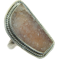Exotic Druzy Agate .925 Silver Ring s. 6 3/4