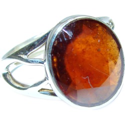 Genuine Garnet .925 Sterling Silver handmade Ring size 8 adjustable