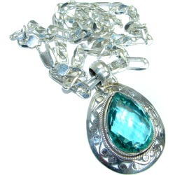 Blue Quartz .925 Sterling Silver handmade Necklace