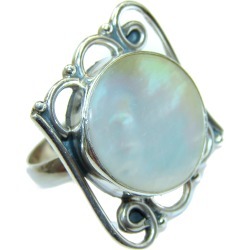 Blister Pearl .925 Sterling Silver handmade ring size 9