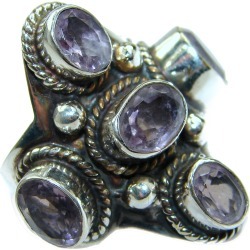 Spectacular Amethyst .925 Sterling Silver handcrafted Ring size 8