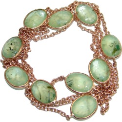 36 inches genuine Moss Prehnite Gold plated over Sterling Silver handmade Necklace