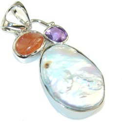 Fabulous Mother Of Pearl Sterling Silver Pendant