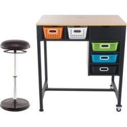 Standing Workstation With Teacher Kore Chair And Neon Pop Baskets by Really Good Stuff Inc