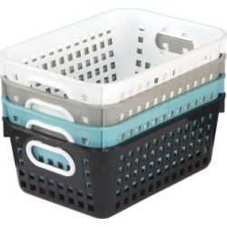 Medium Rectangle Book Baskets Neutral Colors by Really Good Stuff Inc