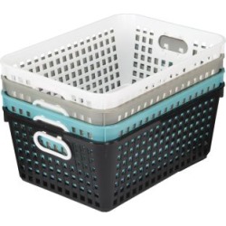 Large Rectangle Book Baskets Neutral Colors by Really Good Stuff Inc