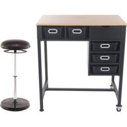 Standing Workstation With Teacher Kore Chair And Single Color Baskets Black by Really Good Stuff Inc