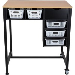 Standing Workstation With Single Color Baskets White by Really Good Stuff Inc