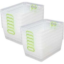 Book Baskets, Large Rectangle Clear Green Neon by Really Good Stuff Inc