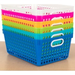 Large Rectangle Book Baskets With White Handles Set Of 6 Tropics by Really Good Stuff Inc