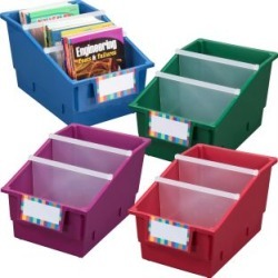 Chapter Book Library Bins With Dividers Royal by Really Good Stuff Inc