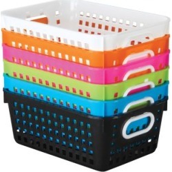 Neon Pop 6 Pack Medium Book Baskets by Really Good Stuff Inc