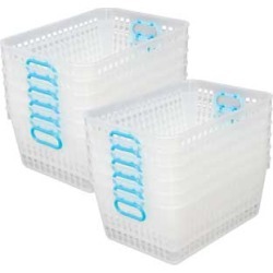 Book Baskets, Large Rectangle Clear Blue Neon by Really Good Stuff Inc