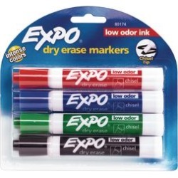 Expo Low Odor Chisel Markers 4 ct Assorted by NEWELL BRANDS