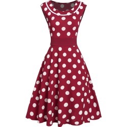 Polka Dot Print Midi A Line Dress