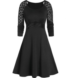 A Line Raglan Sleeve Solid Dress