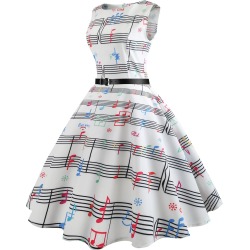 Musical Notes Print Sleeveless Midi Dress