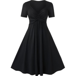 Plus Size Twisted Midi A Line Dress
