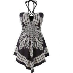 Plus Size Open Back Printed Tank Top