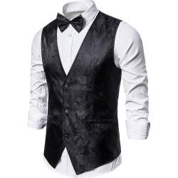 Paisley Jacquard Tuxedo Vest with Bow Tie