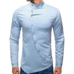 Embroidery Floral Oblique Button High Low Shirt