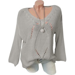 V Neck Pointelle Knit Plus Size Tunic Sweater