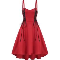 Lace Up Cami A Line Dress