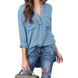 Front Pocket High Low Shirt