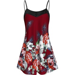 Cami Button Floral Print Tank Top