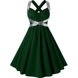 Plus Size Sequins Criss Cross Party Dress