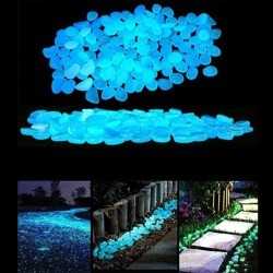 100 Pcs Romantic Night Blue Luminous Artificial Stones Set Home Garden Decoration