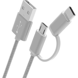 Multifunction 1M 2 in1 Type-C Micro USB Cable Mobile Phone Charging Cable Combo Sync Charger