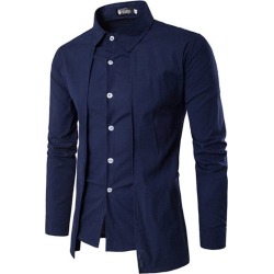 Fake Two Pieces Simple Style Casual Fashion Designer Shirts for Men