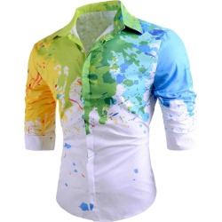 Colored Paint Splatter Long Sleeve Shirt