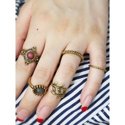 Alloy Rhinestone Leaf Boho Jewelry Rings