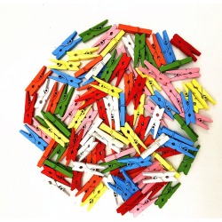 DIY Color 25MM Mini Wooden Clip Photo Wall Decoration Home Accessories 100PCS