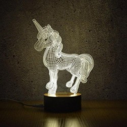 3D Unicorn Night Lights Creative Acrylic 3D LED Light Table Lamp Decotation Ligts for Home/kids Room/gift white