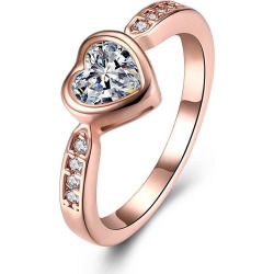 Rhinestone Insert Heart Finger Ring