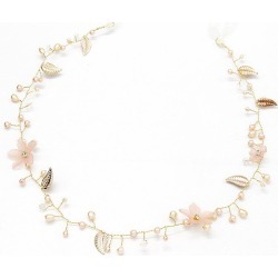 Pink Flower Handmade Headband Hair Jewelry for Wedding Women Bride