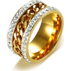 Rhinestone Rotatable Chain Finger Ring