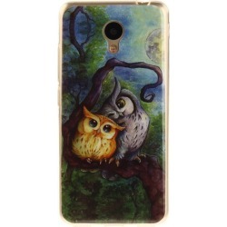 Oil Painting Owl Soft Clear IMD TPU Phone Casing Mobile Smart Cover Shell Case for Meizu M5c / 5C / A5 Charm Blue A5